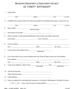 Free Editable Identity Theft Affidavit Template Word Sample