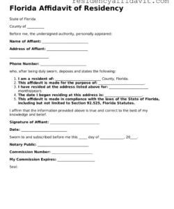 Free Editable Proof Of Residence Affidavit Template