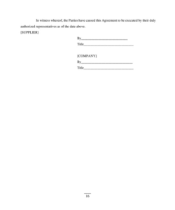 Free  Fuel Supply Agreement Template