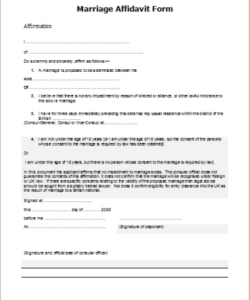 Free Printable Marriage Witness Affidavit Template