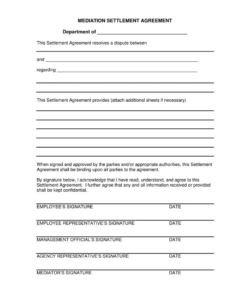 Free Printable Mediation Settlement Agreement Template Doc