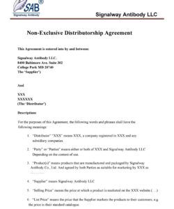 Free Printable Non Exclusive Distribution Agreement Template Excel Sample