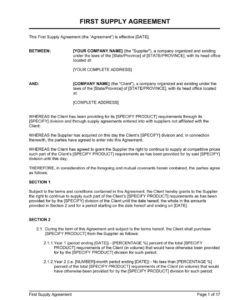 Free Printable Pharmaceutical Supply Agreement Template Word Sample