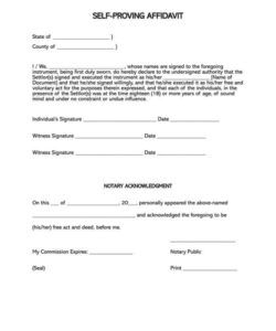 Free Printable Self Proving Affidavit For Will Template Excel