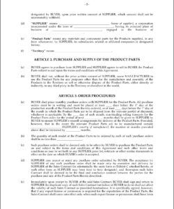 Free Printable Spare Parts Supply Agreement Template Word Sample