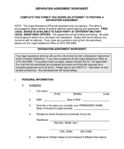 Free Printable Unmarried Separation Agreement Template Doc