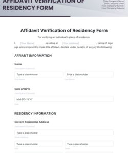 Free  Proof Of Residence Affidavit Template Doc