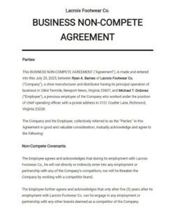 Free  Waiver Of Non Compete Agreement Template Pdf Sample