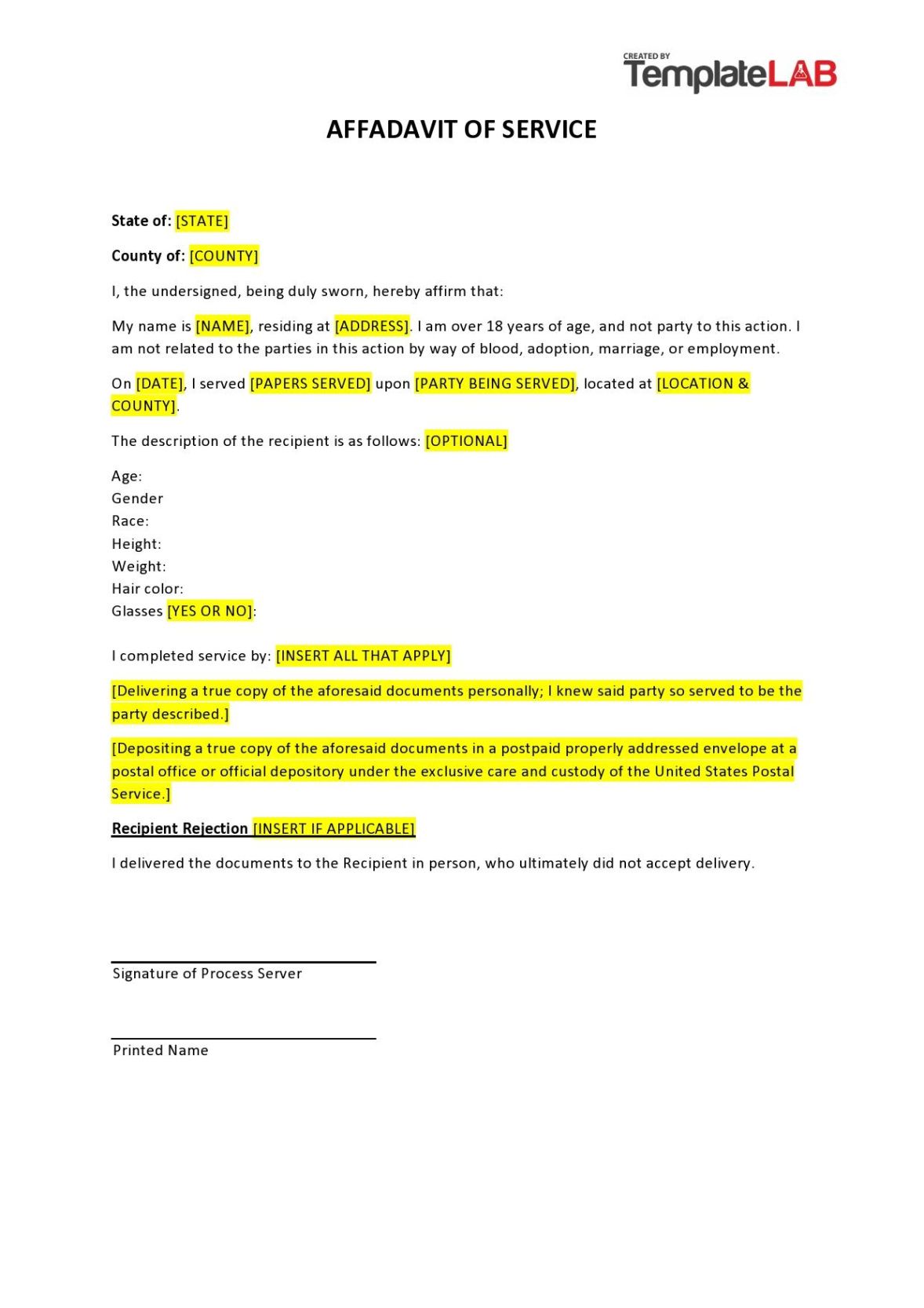 Homeschool Completion Affidavit Template Excel Sample