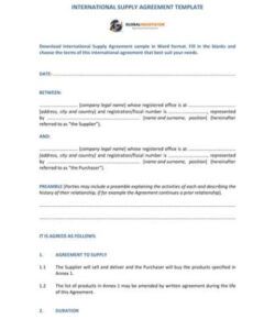 Printable Fuel Supply Agreement Template Word Sample