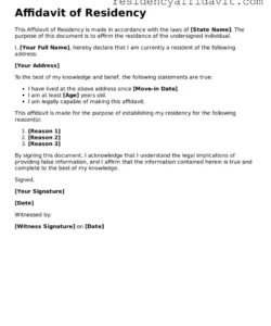 Printable Landlord Affidavit Of Residence Template Excel Sample