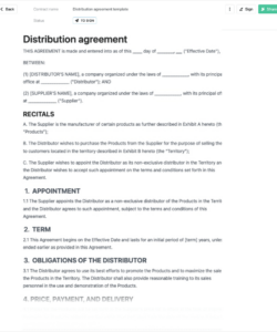 Printable Non Exclusive Distribution Agreement Template Doc