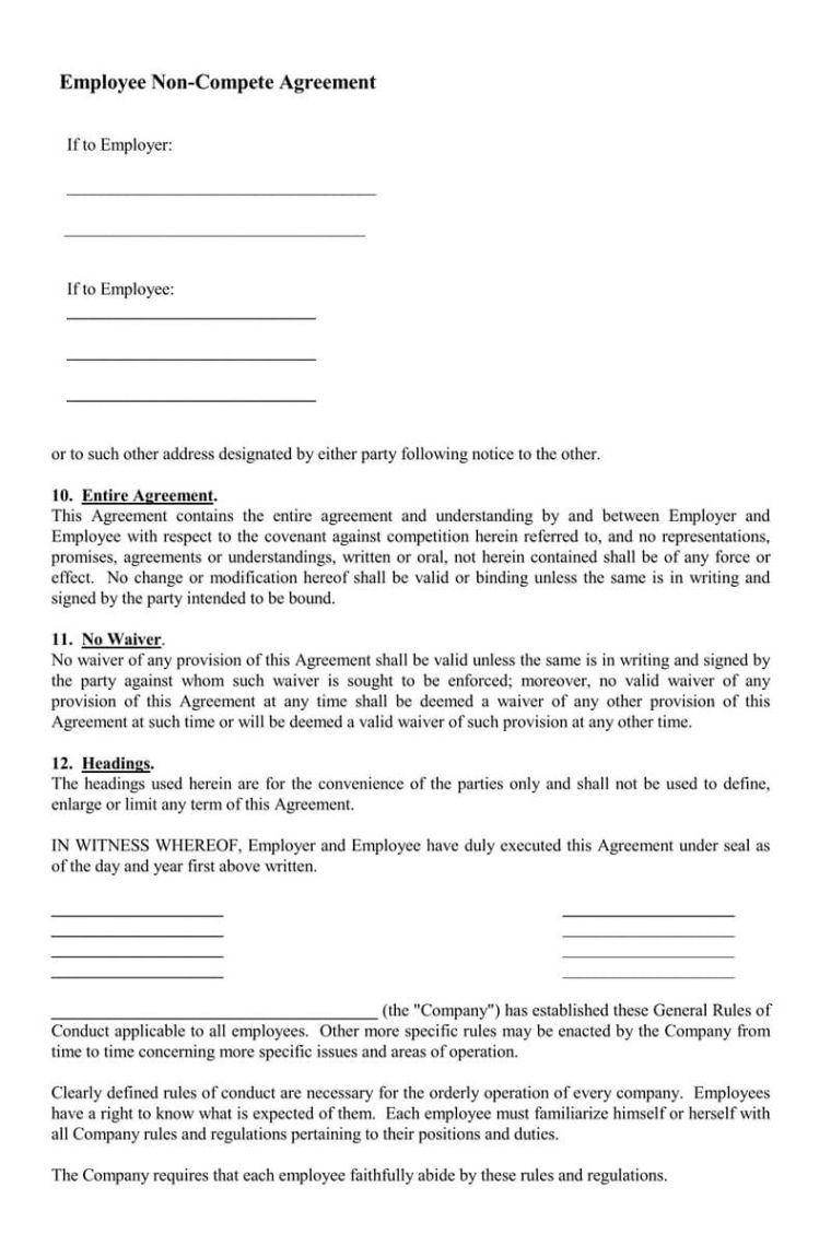 Printable Waiver Of Non Compete Agreement Template Doc Sample Printable Waiver Of Non Compete Agreement Template Doc Sample