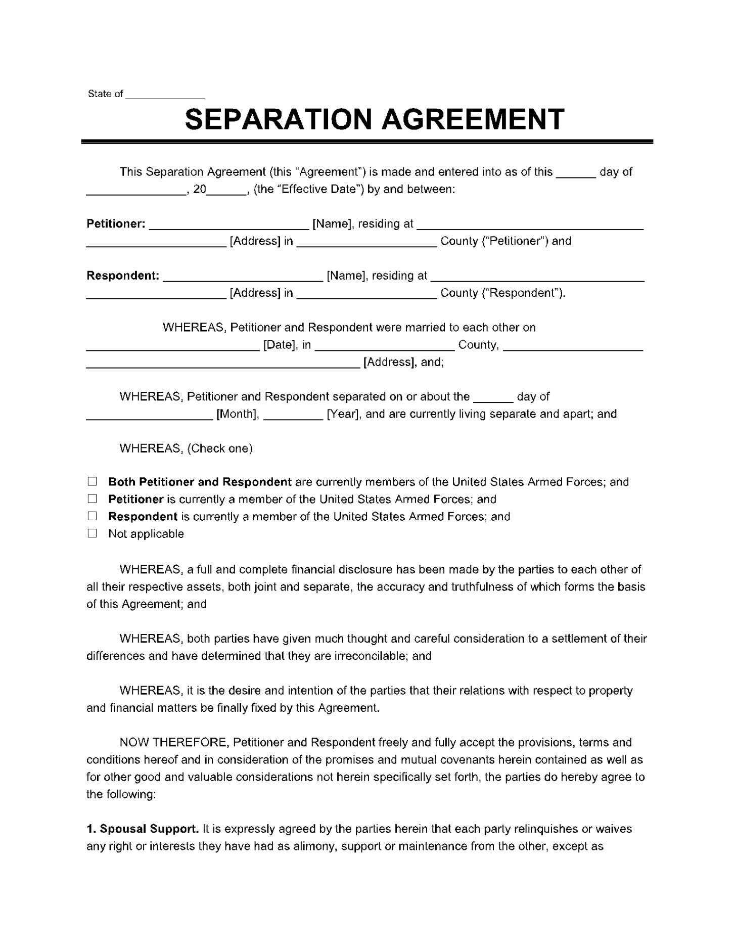 Voluntary Employment Separation Agreement Template Word Sample