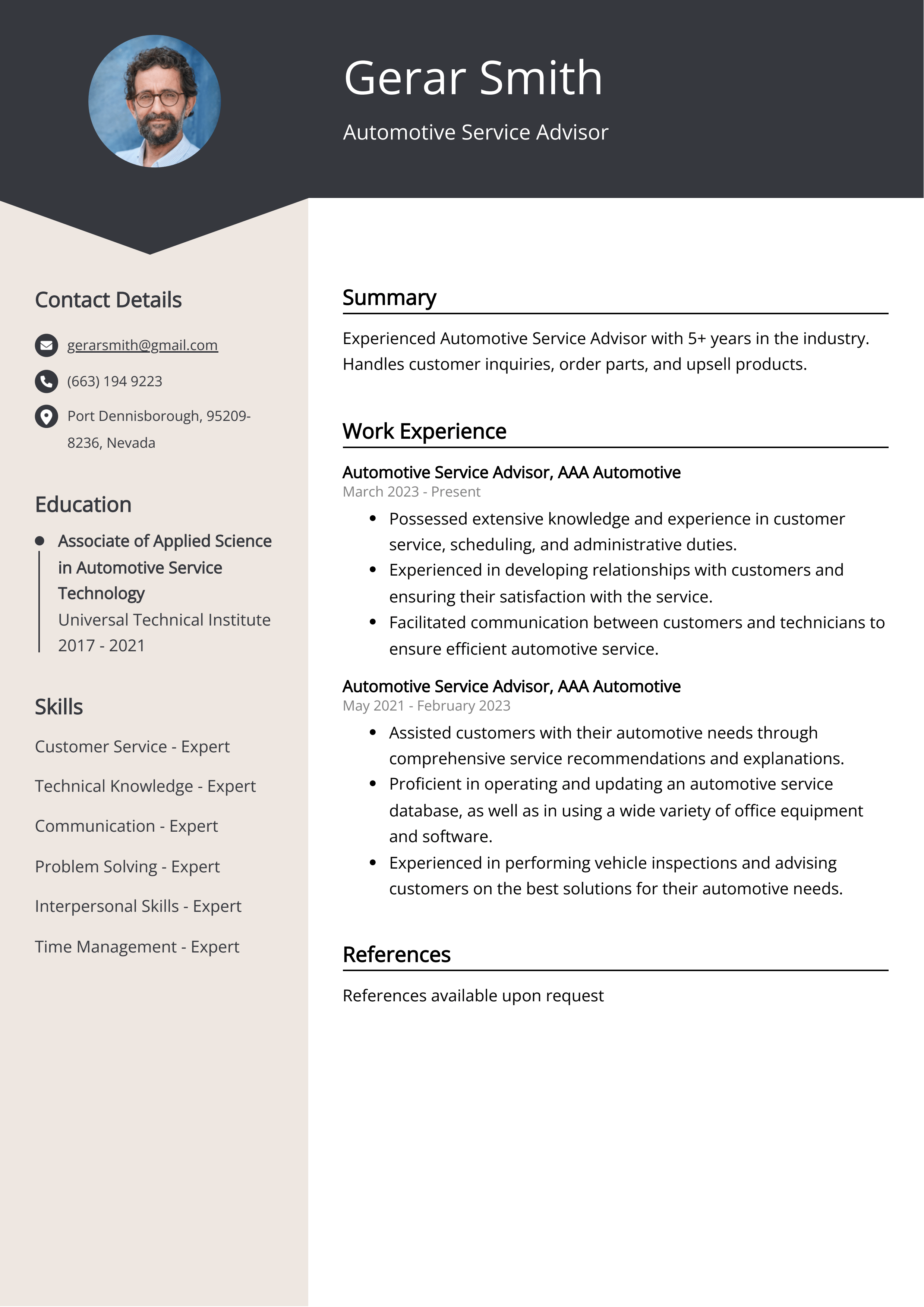 automotive-service-advisor-resume-template