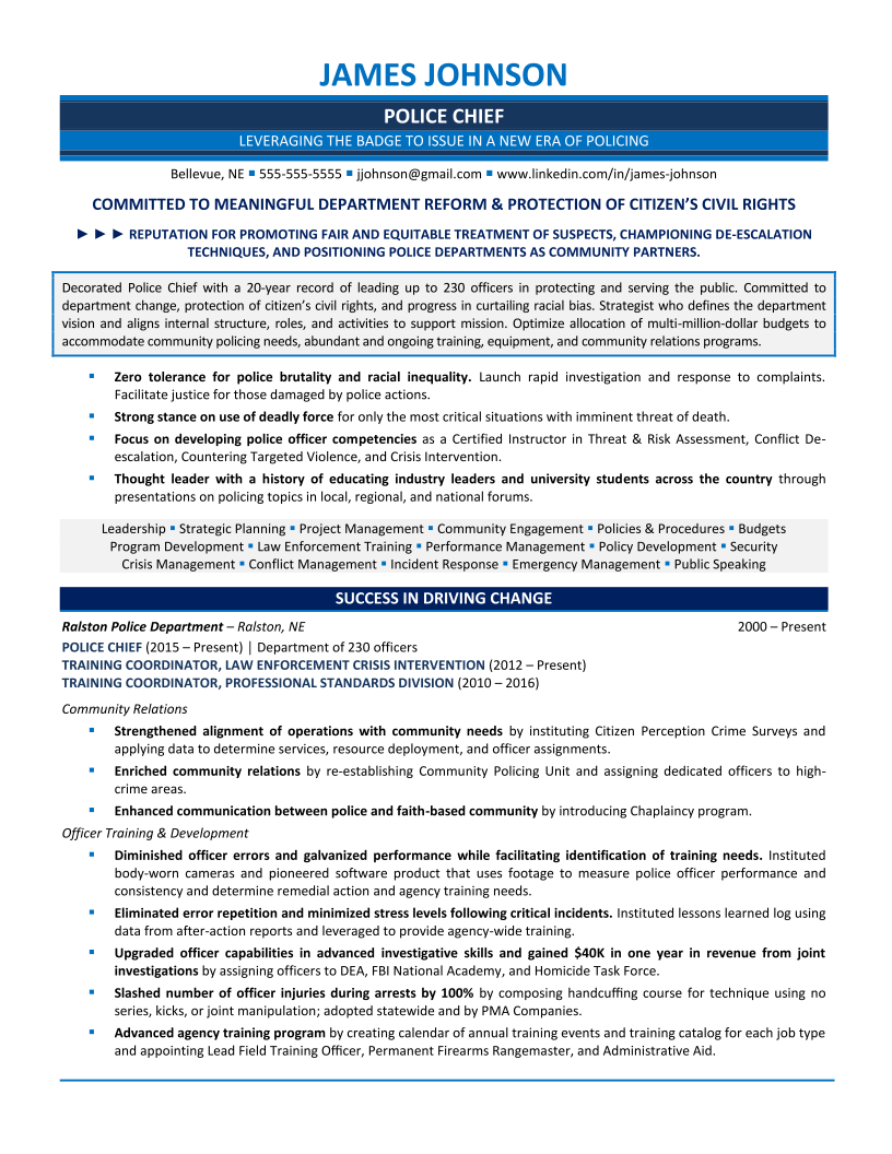 chief-of-police-resume-template