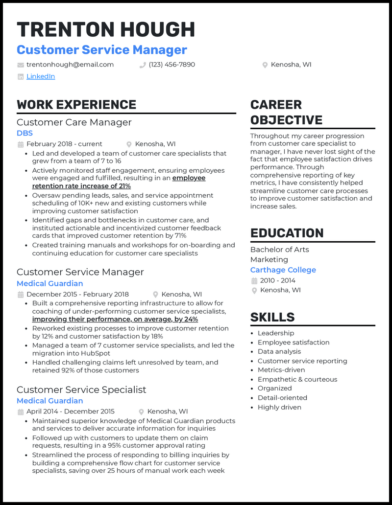 customer-service-manager-resume-template