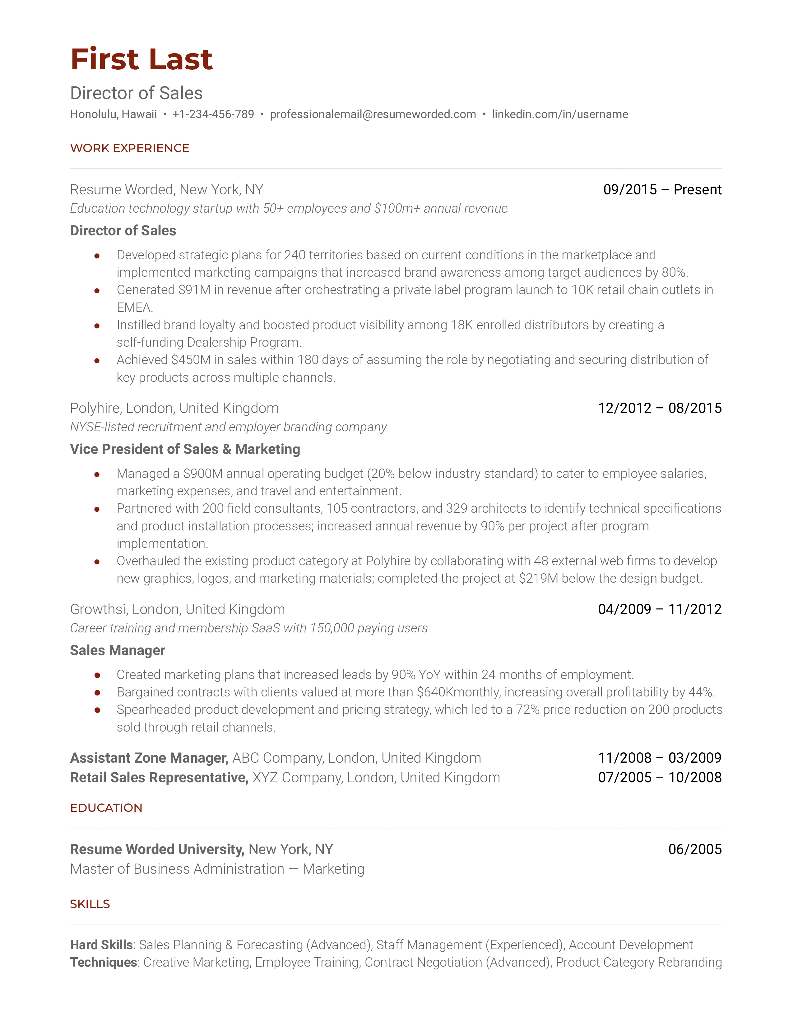 director-of-sales-resume-template