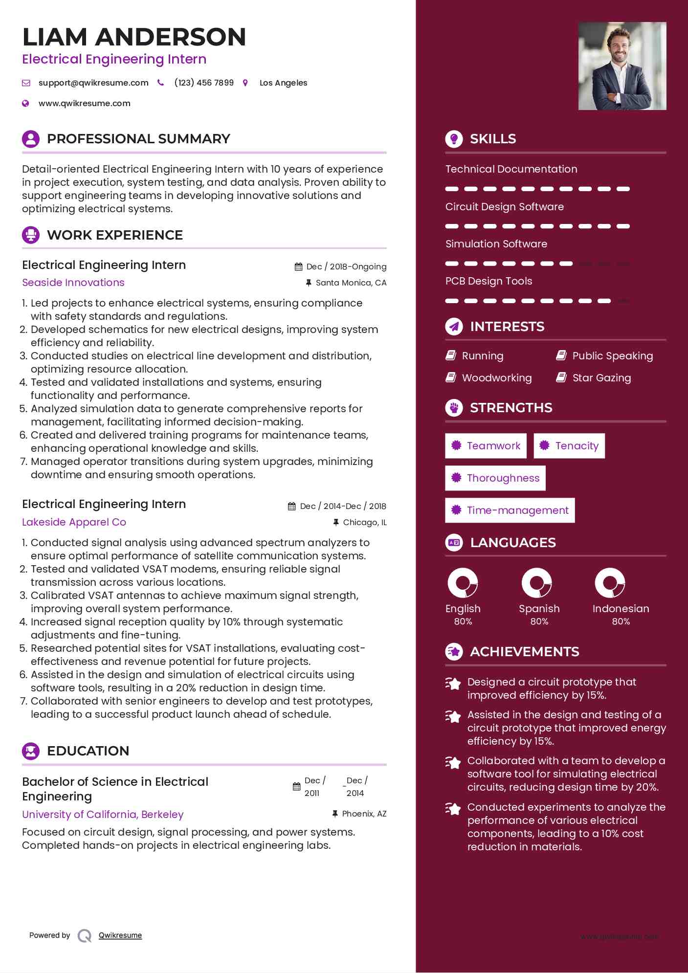 electrical-engineering-internship-resume-template
