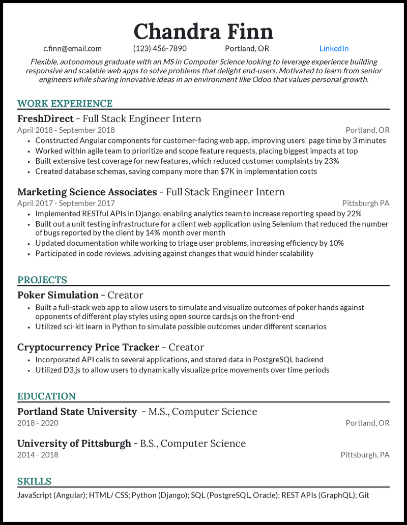 entry-level-computer-science-resume-template