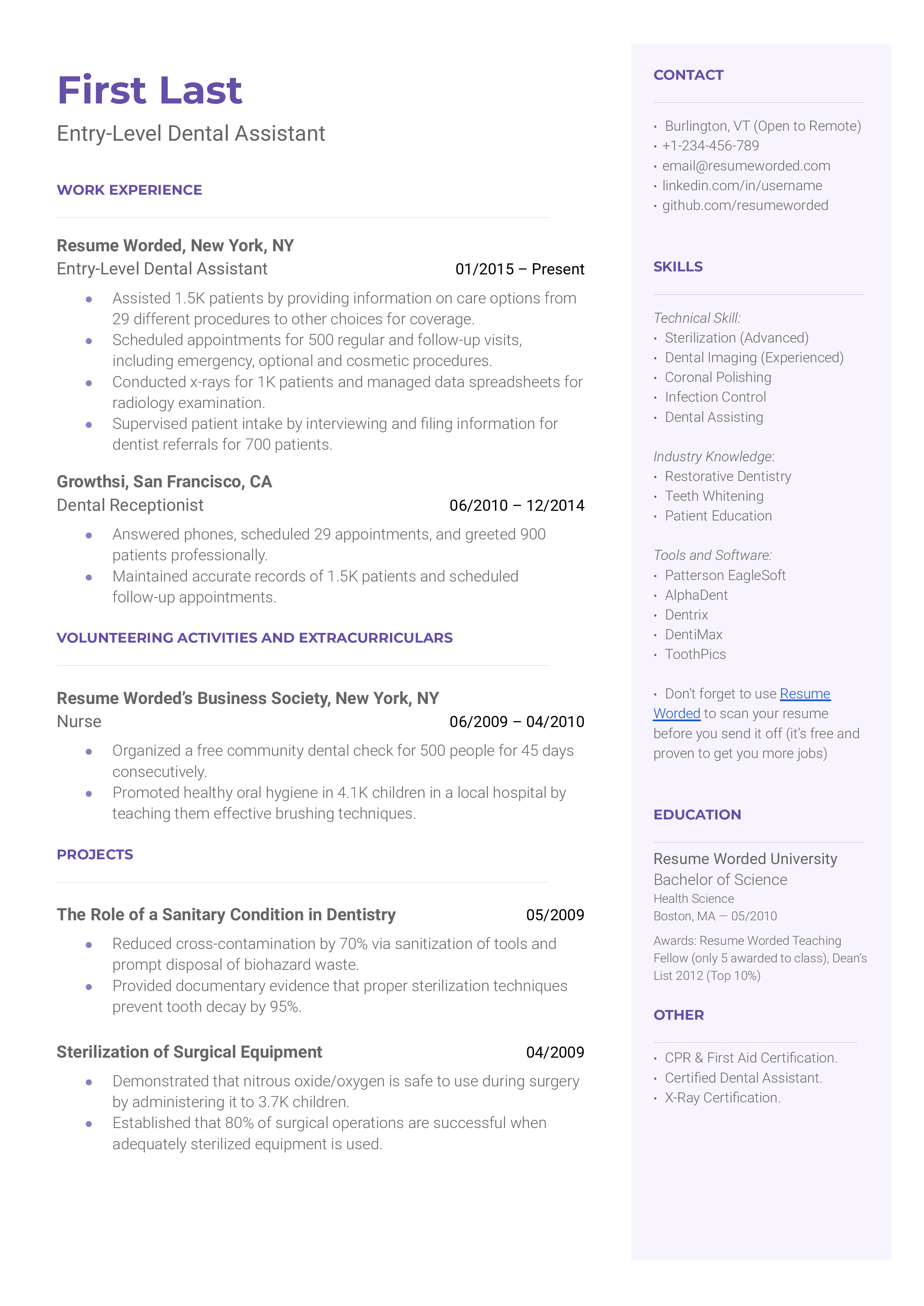 entry-level-dental-assistant-resume-template