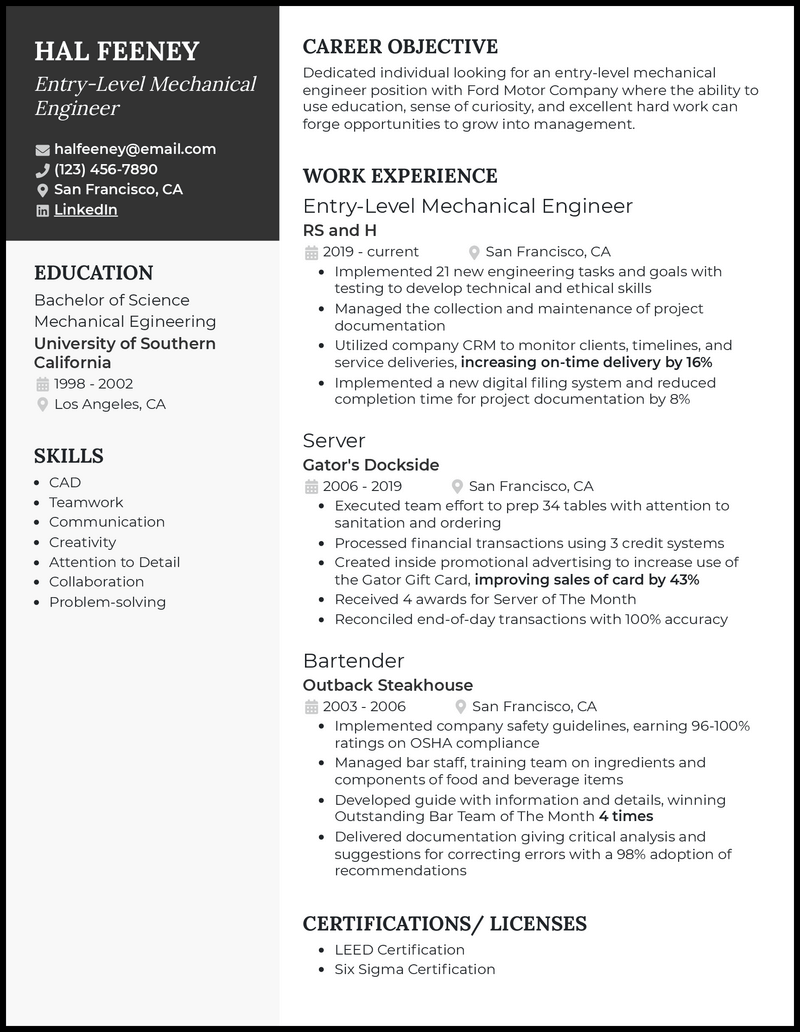 entry-level-engineering-resume-template