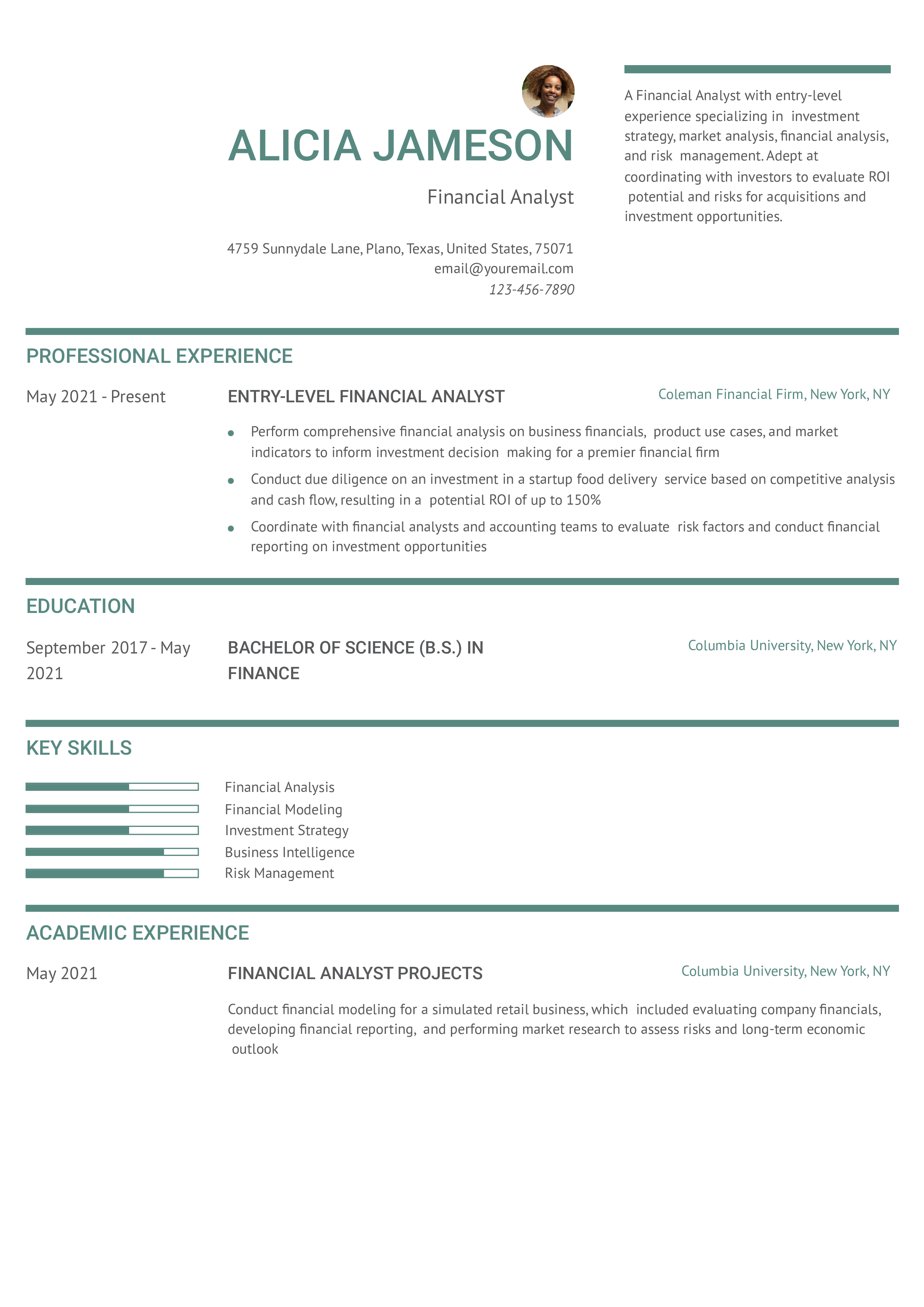 entry-level-finance-resume-template