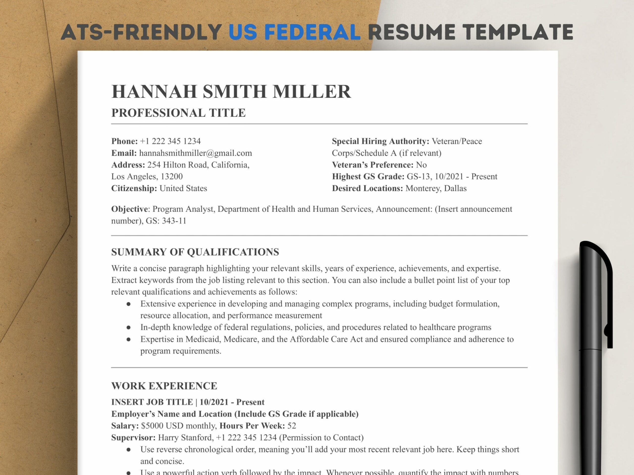 federal-government-job-resume-template
