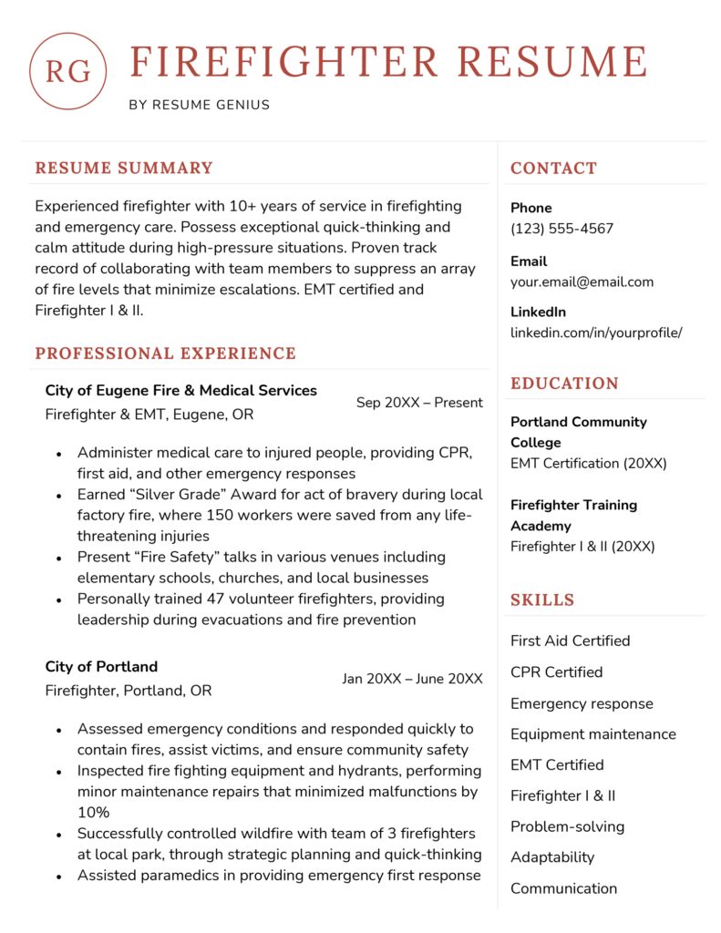 fire-department-promotional-resume-template