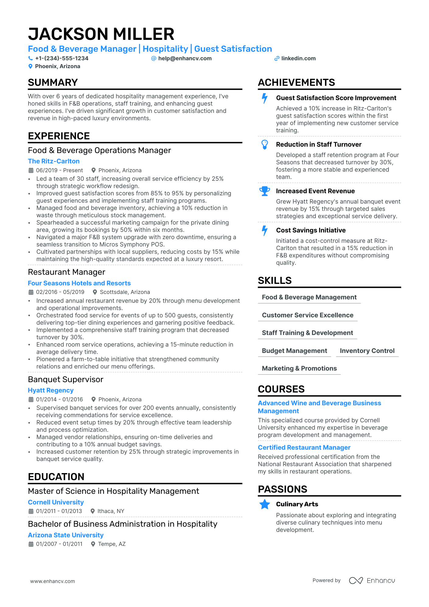 food-and-beverage-manager-resume-template
