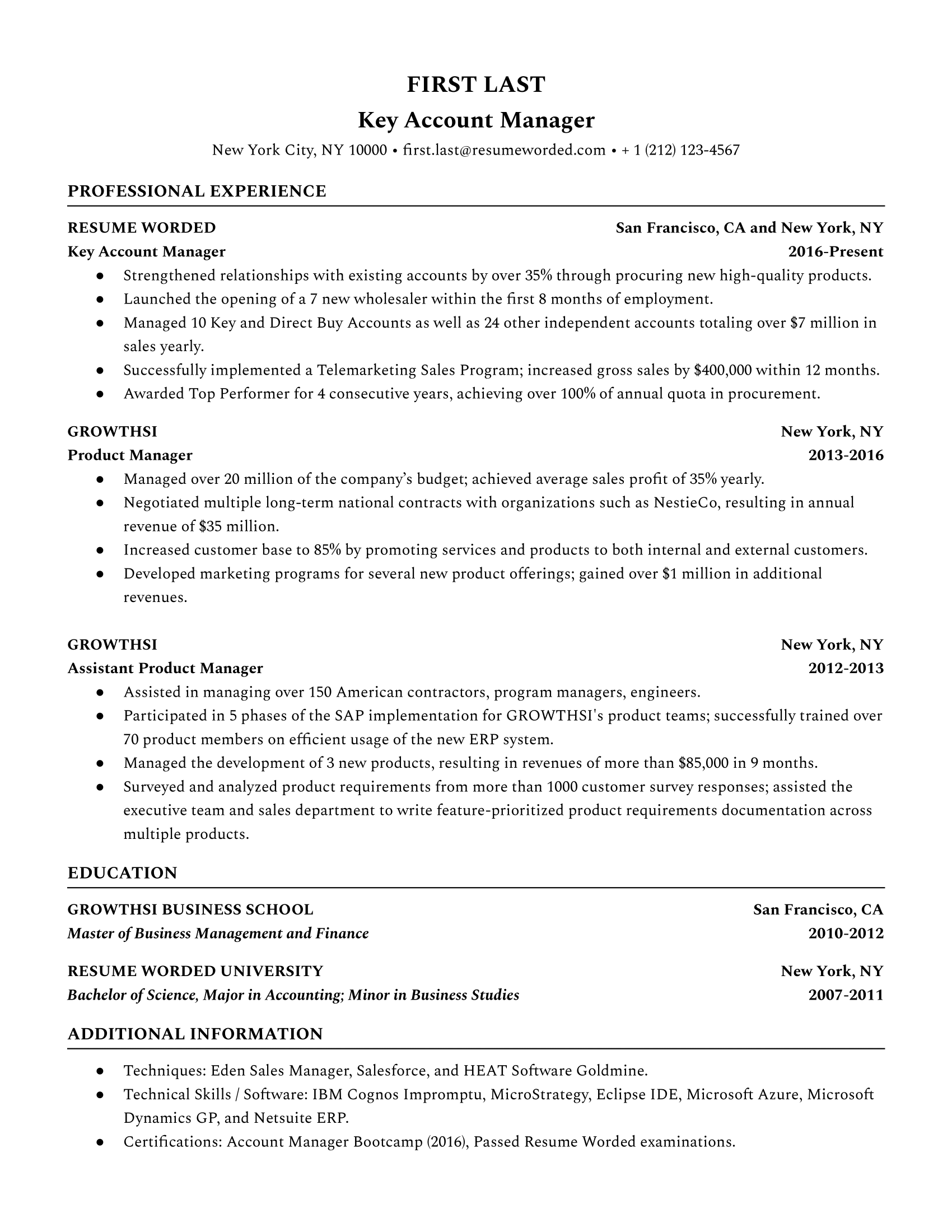 key-account-manager-resume-template