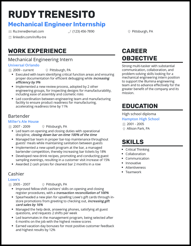 mechanical-engineering-internship-resume-template