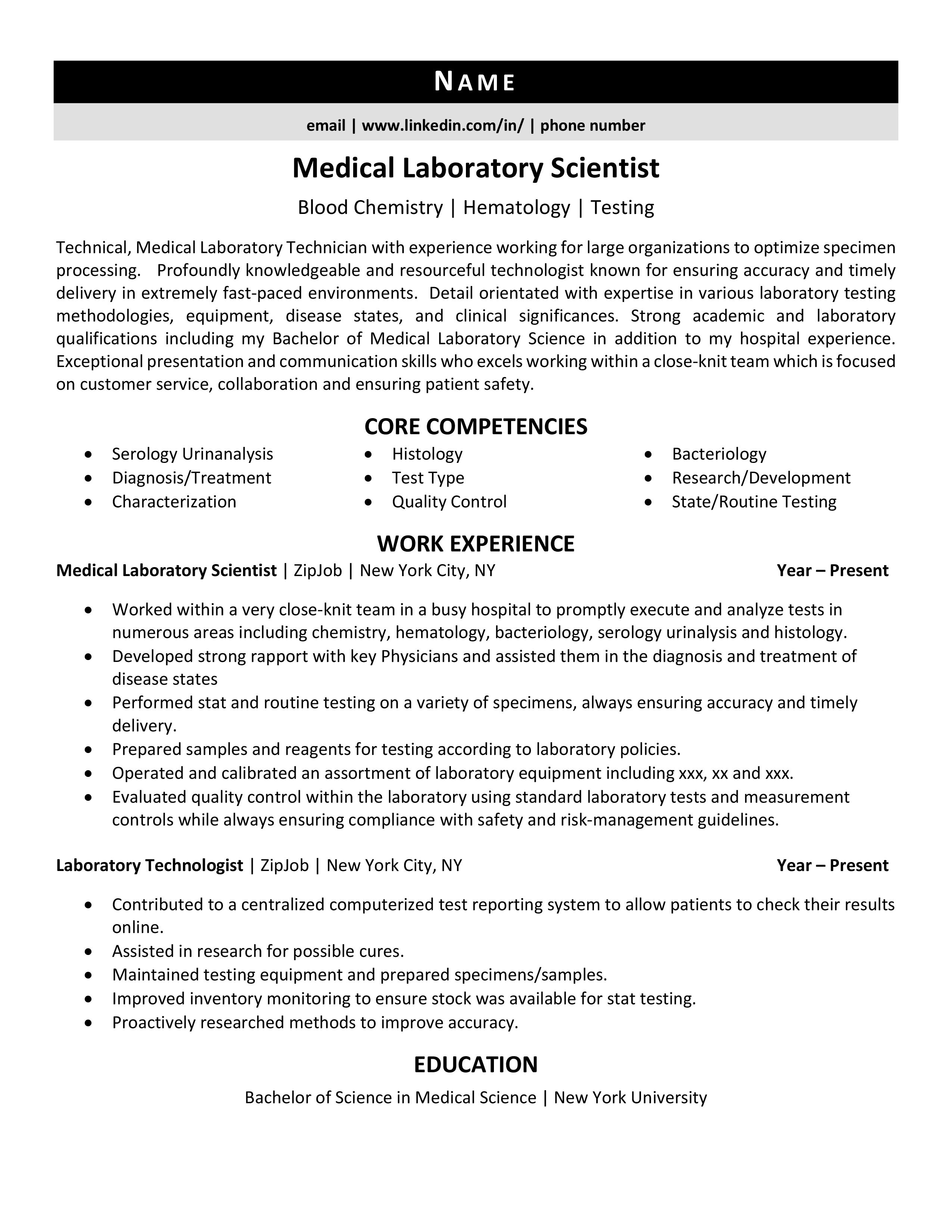 medical-laboratory-scientist-resume-template