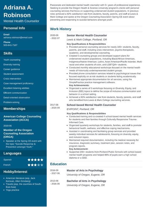 mental-health-counselor-resume-template