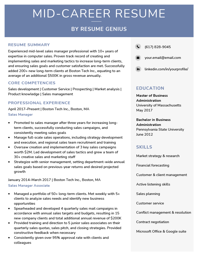 mid-level-professional-resume-template
