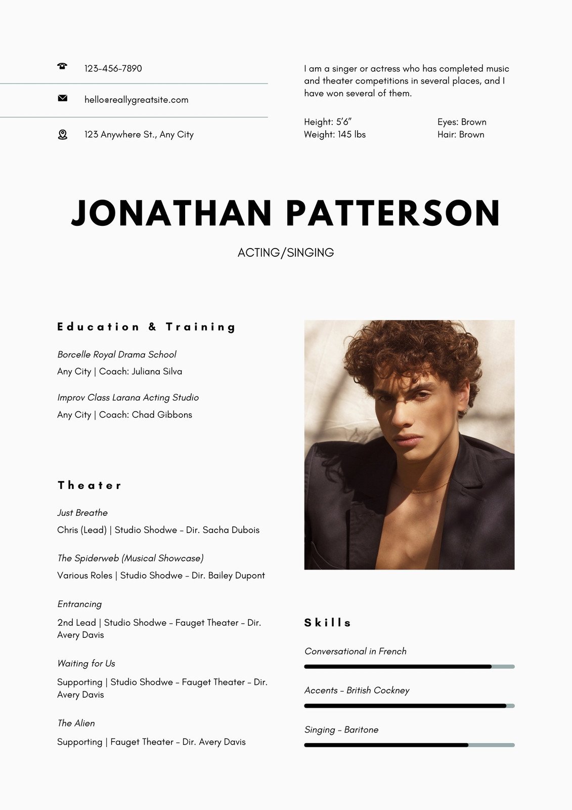 modeling-and-acting-resume-template