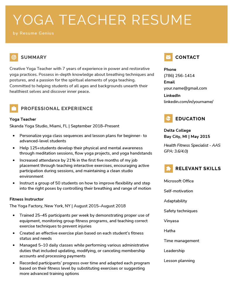 new-yoga-teacher-resume-template
