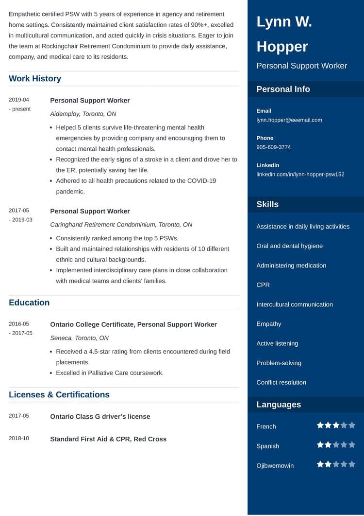 personal-support-worker-resume-template