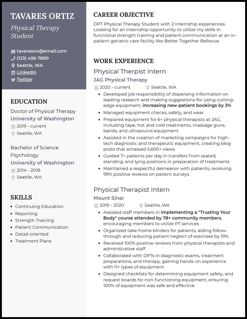 physical-therapy-student-resume-template