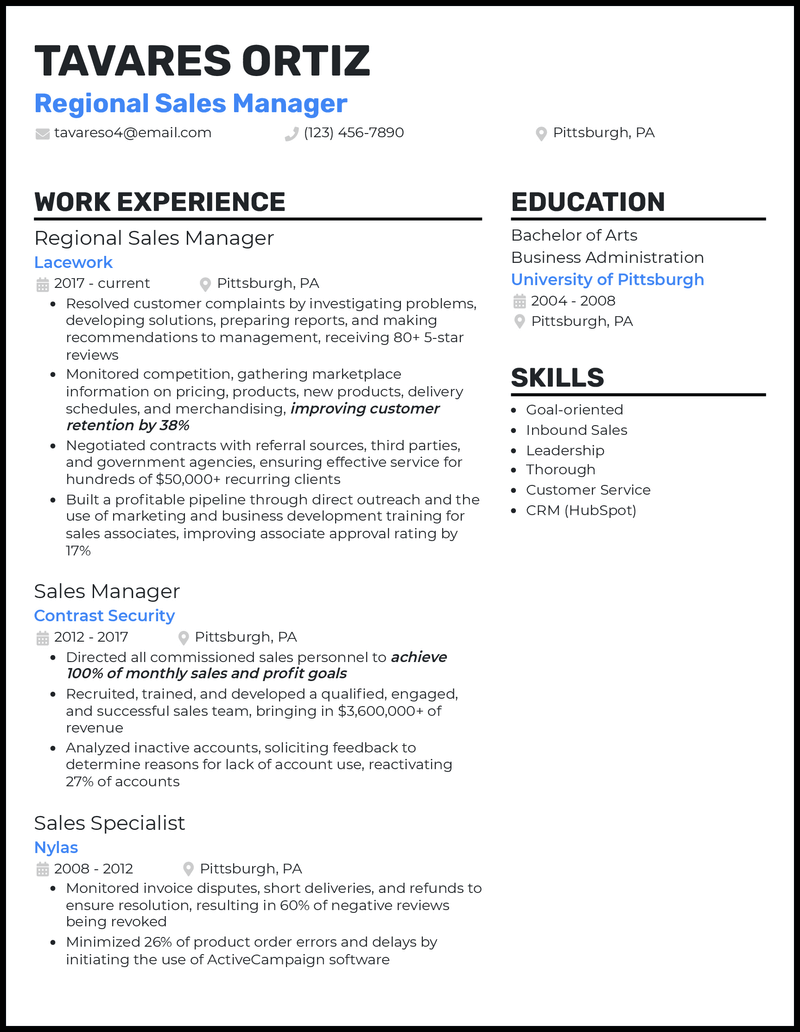regional-sales-manager-resume-template