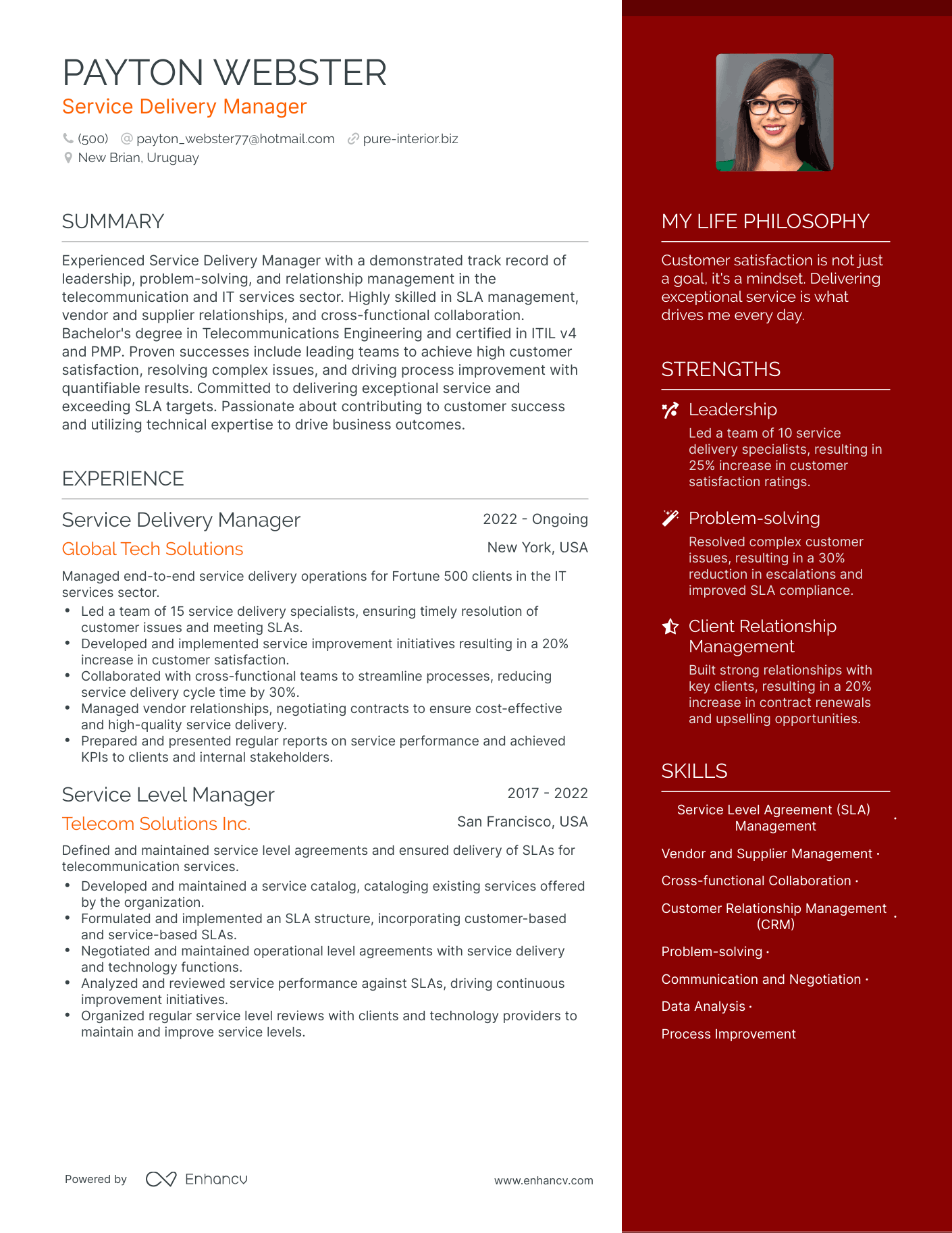 service-delivery-manager-resume-template