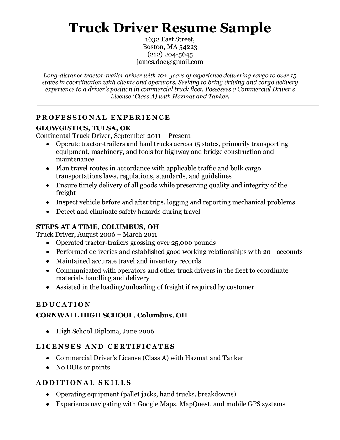 truck-driver-responsibilities-resume-template